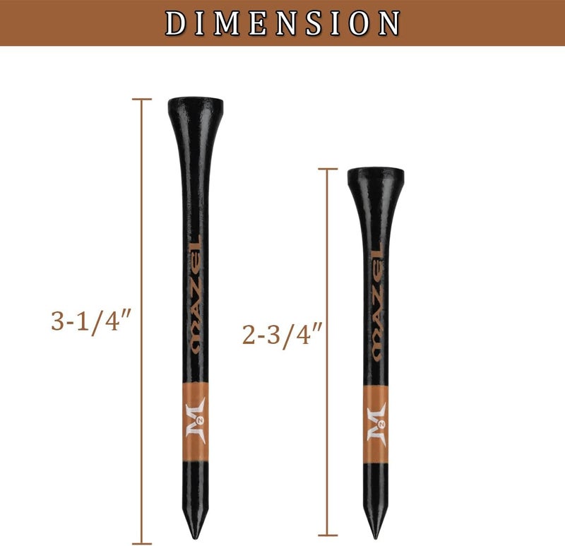 MAZEL Natural Wood/Bamboo Golf Tees 2 3/4 Inch & 3 1/4 Inch,Pack 50 or 120,Reduce Friction & Side Spin,More Stable Golf Tees - Image 3